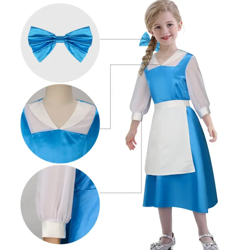 Belle Kids Children Maid Dress Outfit Party Carnival Halloween Cosplay Costume
