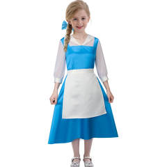 Child Belle Maid Dress Cosplay Costume Beauty and Beast Blue