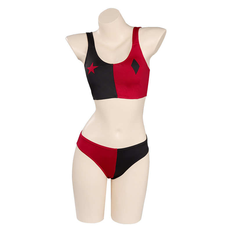 Harley Quinn Swimsuit Two-Piece Swimwear Bikini Shorts Harleen Quinzel Cosplay Costume