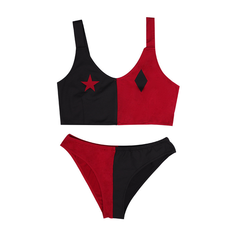Harley Quinn Swimsuit Two-Piece Swimwear Bikini Shorts Harleen Quinzel Cosplay Costume