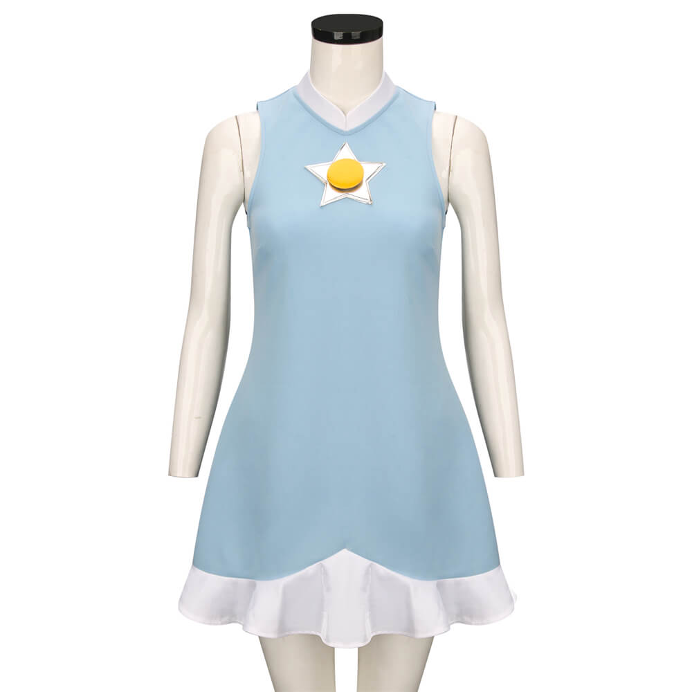 Takerlama Mario Tennis Rosalina Cosplay Costume Blue Dress with Crown