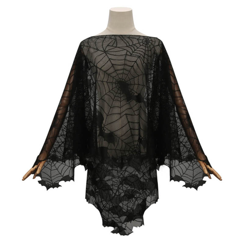 Women Halloween Bats Poncho Cloak with Spider Webs In Stock Takerlama