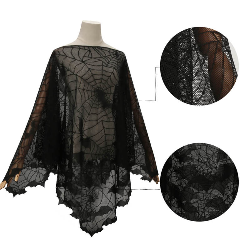 Women Halloween Bats Poncho Cloak with Spider Webs In Stock Takerlama