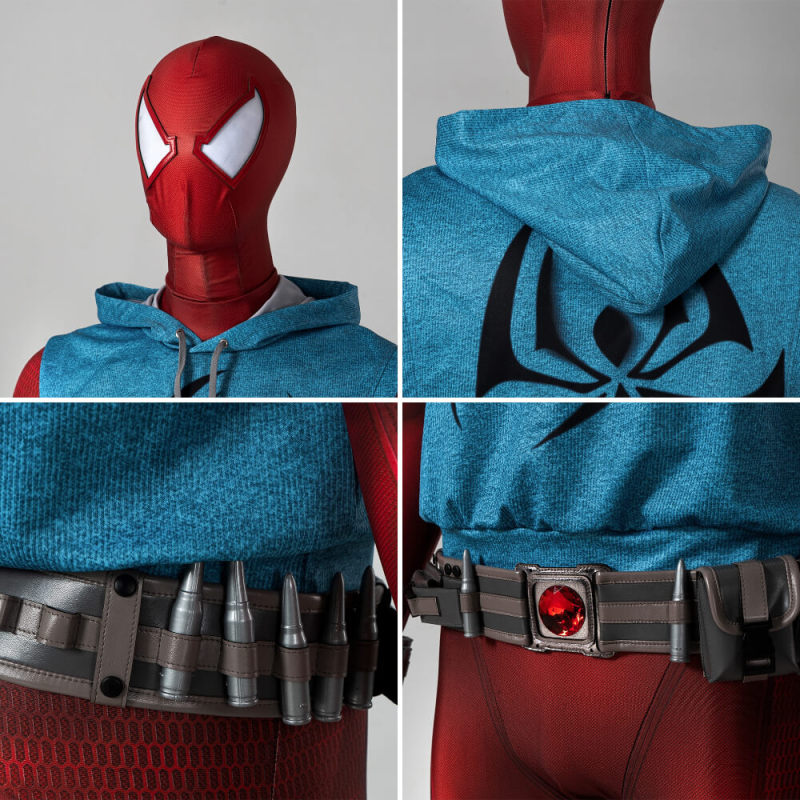 Spider-Man: Across the Spider-Verse Scarlet Spider Cosplay Costume M L XL 2XL In Stock