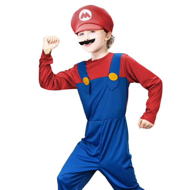 Child Super Mario Brothers Classic Mario Boxed Costume: Jumpsuit Cap Mustache In Stock-Takerlama