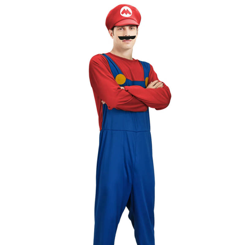 Adult Super Mario Brothers Classic Mario Boxed Costume: Jumpsuit Cap Mustache In Stock-Takerlama