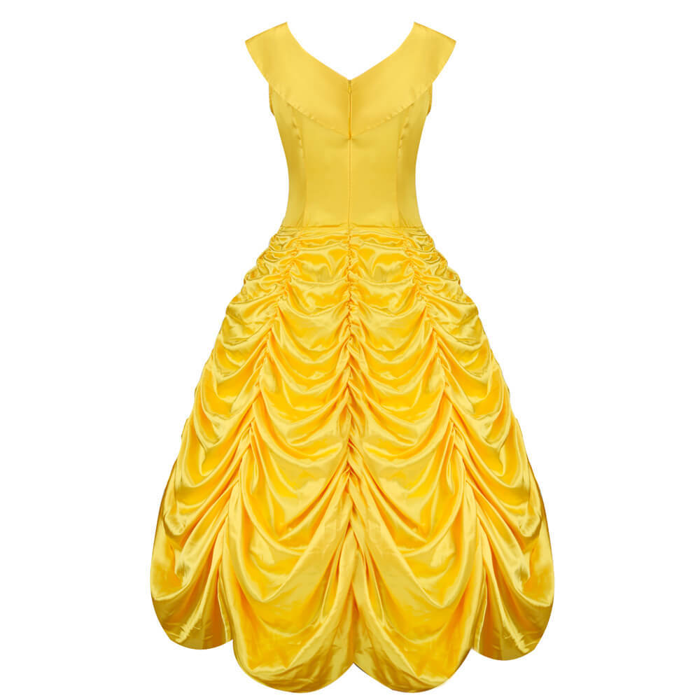 Princess Belle's Yellow Gown Beauty and the Beast Layered Off Shoulder Women Birthday Party Fancy Dress
