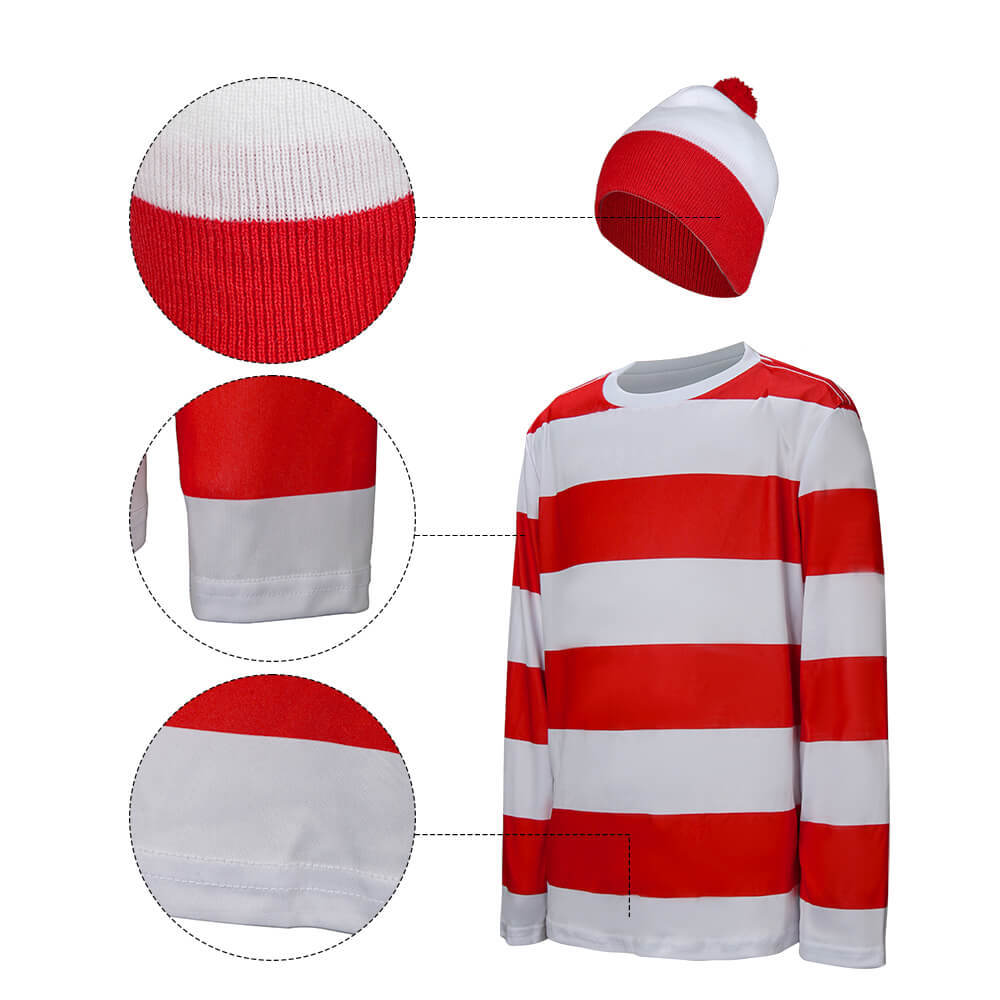 Where's Wally Kids Waldo Costume Red & White In Stock Takerlama