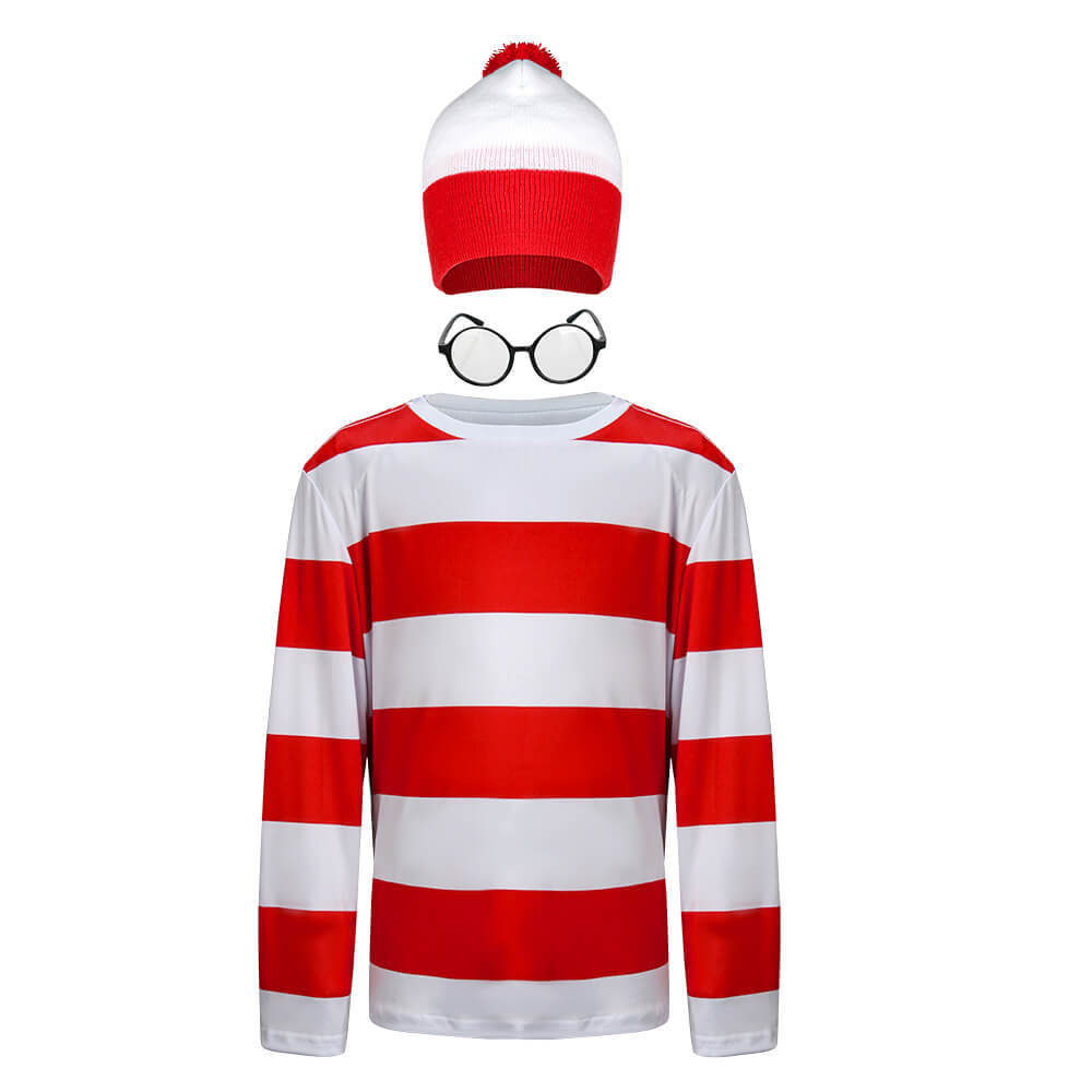 Where's Wally Kids Waldo Costume Red & White In Stock Takerlama