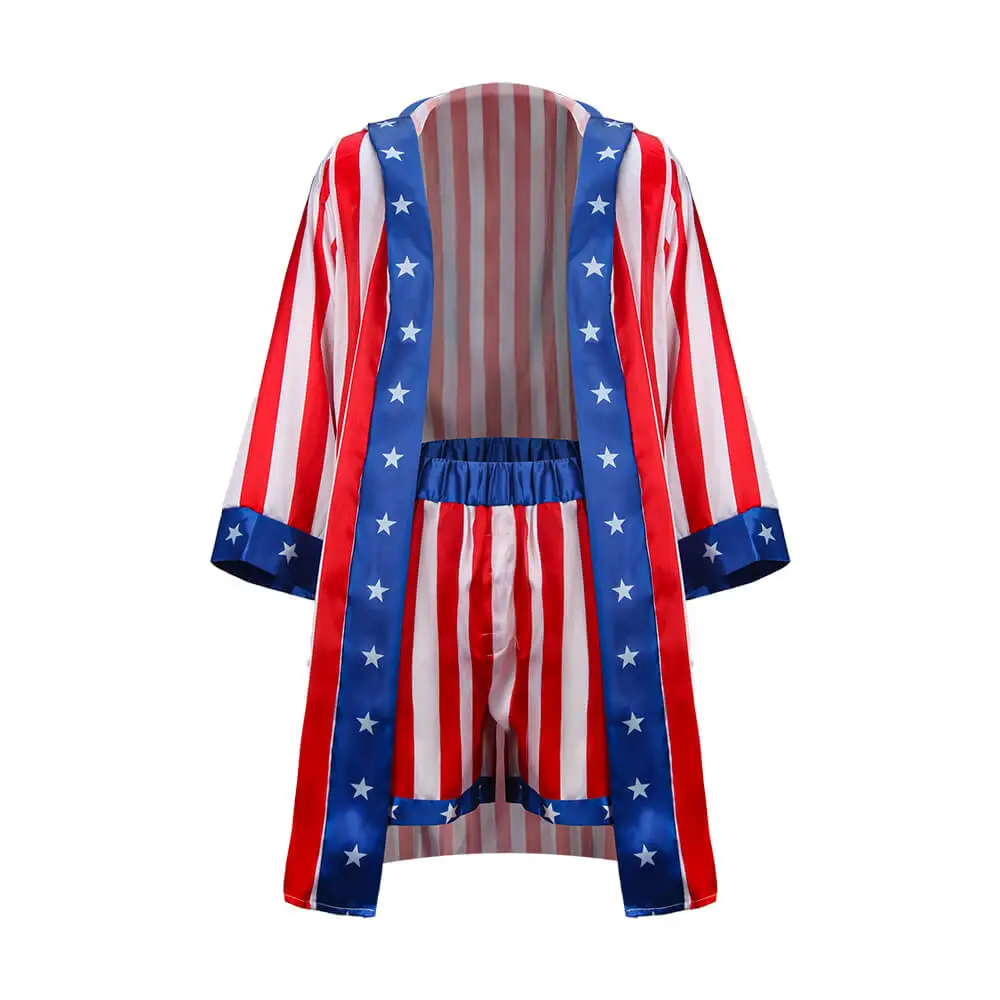Rocky Balboa Boxing Costume Independence Day American Flag Cosplay ...