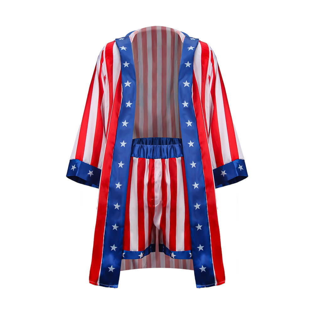 Rocky Balboa Boxing Costume Independence Day American Flag Cosplay Bathrobe In Stock Takerlama