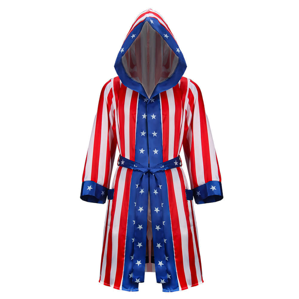 Rocky Balboa Boxing Costume Independence Day American Flag Cosplay Bathrobe In Stock Takerlama