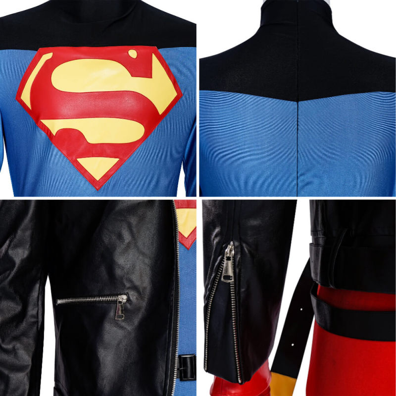 Superboy Halloween Cosplay Costume DC Comic Superhero Conner Kent Jacket Jumpsuit