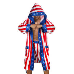 Rocky Balboa Boxing Costume Independence Day American Flag Cosplay Bathrobe In Stock Takerlama