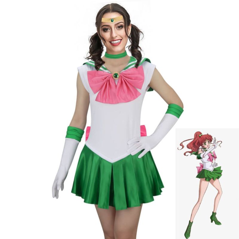 Makoto Kino Sailor Jupiter Crystal Cosplay Costume Anime Halloween Outfits Women