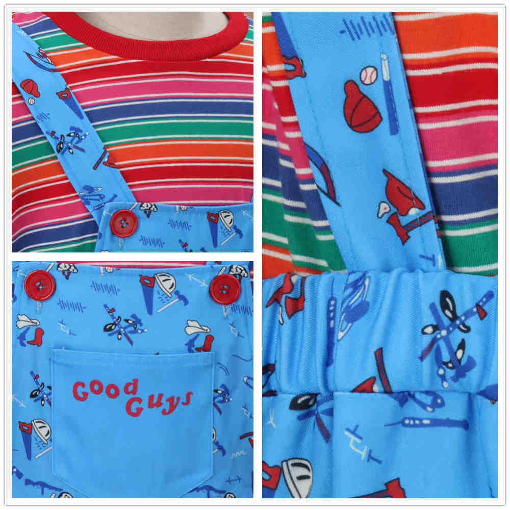 Boys Girls Chucky Costume Child's Play Good Guys Overalls Halloween Doll Cosplay