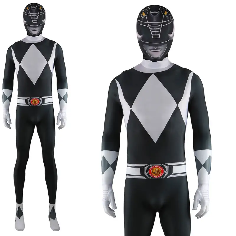 Adult Power Rangers Black Ranger Muscle Costume