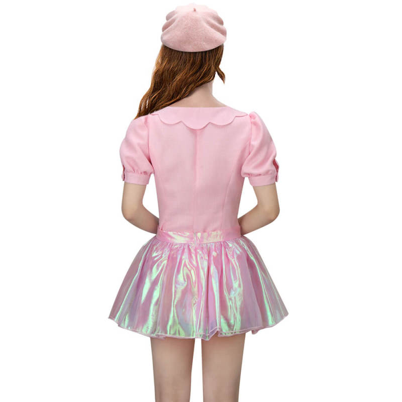 Margot Robbie's Pink Escape Costume 2023 Movie Doll Cosplay Top Skirt Hat In Stock Takerlama