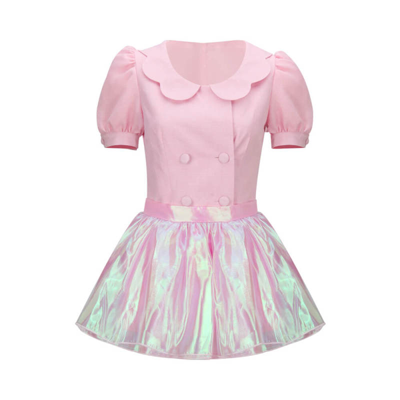 Margot Robbie's Pink Escape Costume 2023 Movie Doll Cosplay Top Skirt Hat In Stock Takerlama