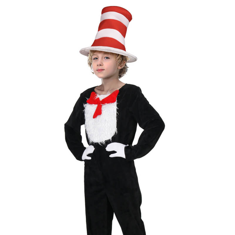 Child Dr. Seuss' The Cat in the Hat Halloween Costume Top-Hat In Stock-Takerlama