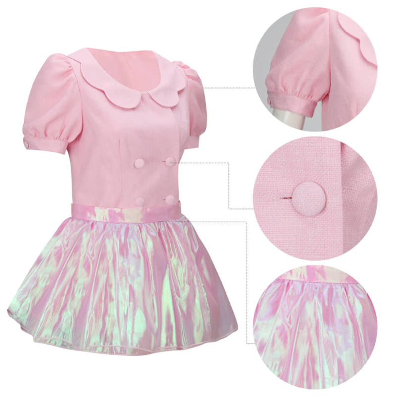 Margot Robbie's Pink Escape Costume 2023 Movie Doll Cosplay Top Skirt Hat In Stock Takerlama