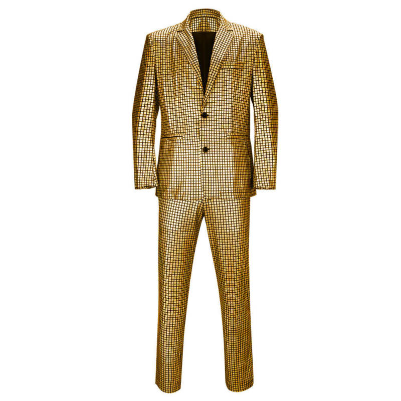 Men's Shiny Disco Costume 70s Glitter Jacket Pants Stage Festival Host Suit 4 Colors In Stock Takerlama