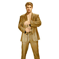 Men's Shiny Disco Costume 70s Glitter Jacket Pants Stage Festival Host Suit 4 Colors Takerlama