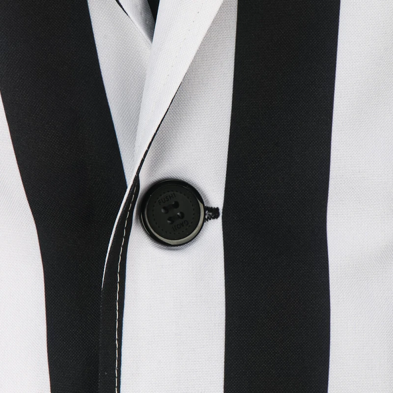 Men's BeetleJuice Halloween Costume Betelgeuse Black & White Striped Suit  In Stock-Takerlama