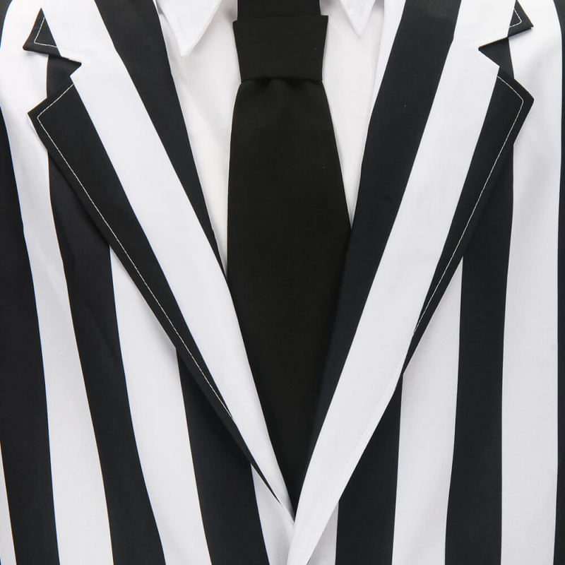 Men's BeetleJuice Halloween Costume Betelgeuse Black & White Striped Suit  In Stock-Takerlama