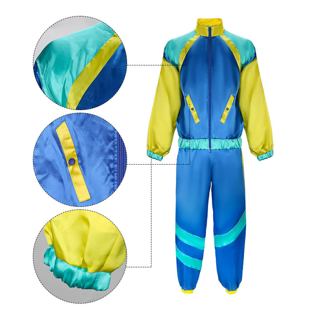 80s 90s Height Of Fashion Shell Suit Retro Tracksuit Hip Hop Costumes Windbreaker & Pants In Stock Takerlama