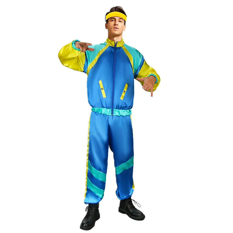 80s 90s Height Of Fashion Shell Suit Retro Tracksuit Hip Hop Costumes Windbreaker & Pants In Stock Takerlama