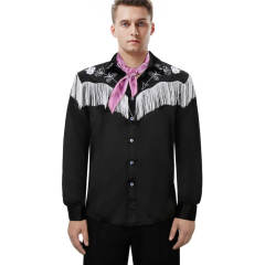 Ken Black White Cowboy Ensemble With Fringe Men's Disco Costumes In Stock