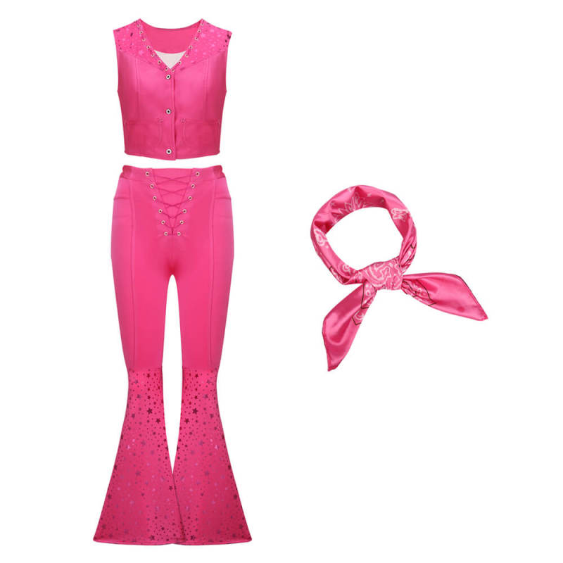 Margot Robbie's Pink Cowgirl Costume 2023 Movie Doll Cosplay Outfits High-Elastic (In Stock) Takerlama