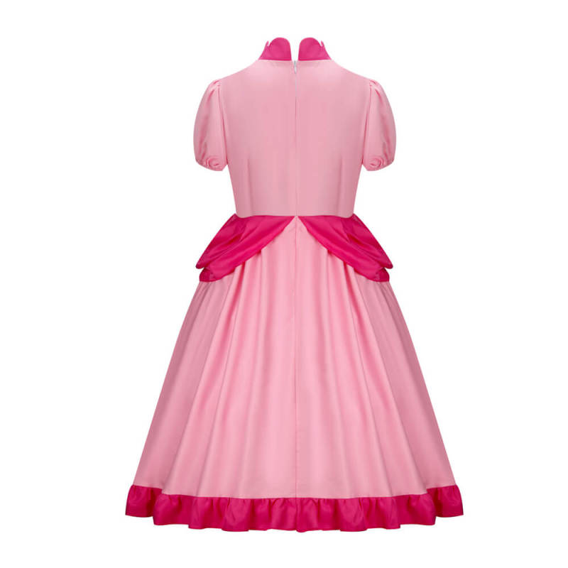 Child Princess Peach Cosplay Costume Pink Dress In Stock-Takerlama