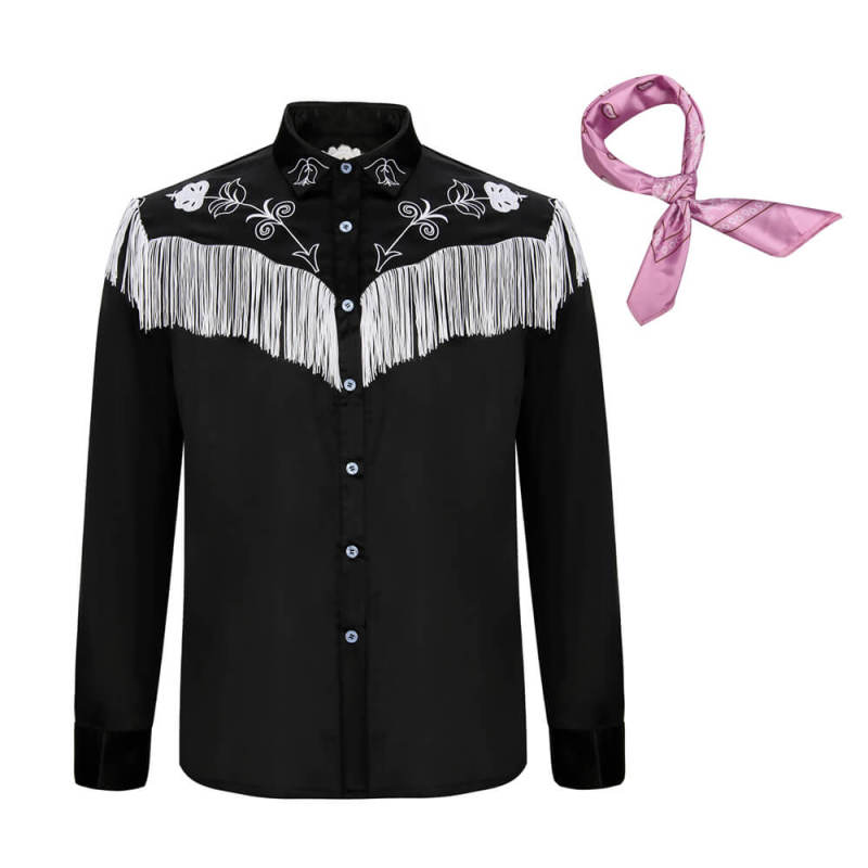 Ken Black White Cowboy Ensemble With Fringe Men's Disco Costumes In Stock