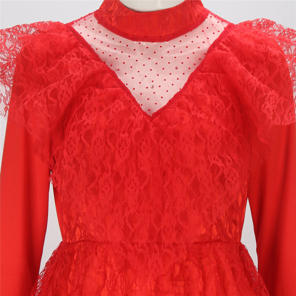 BeetleJuice Lydia Deetz Halloween Costume Red Gothic Wedding Dress