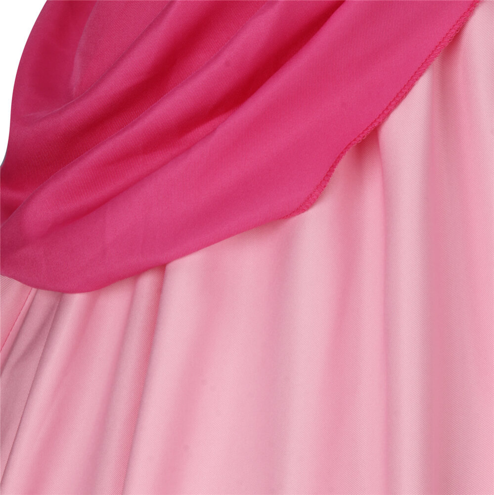 Women Super Mario Princess Peach Cosplay Costume Pink Dress