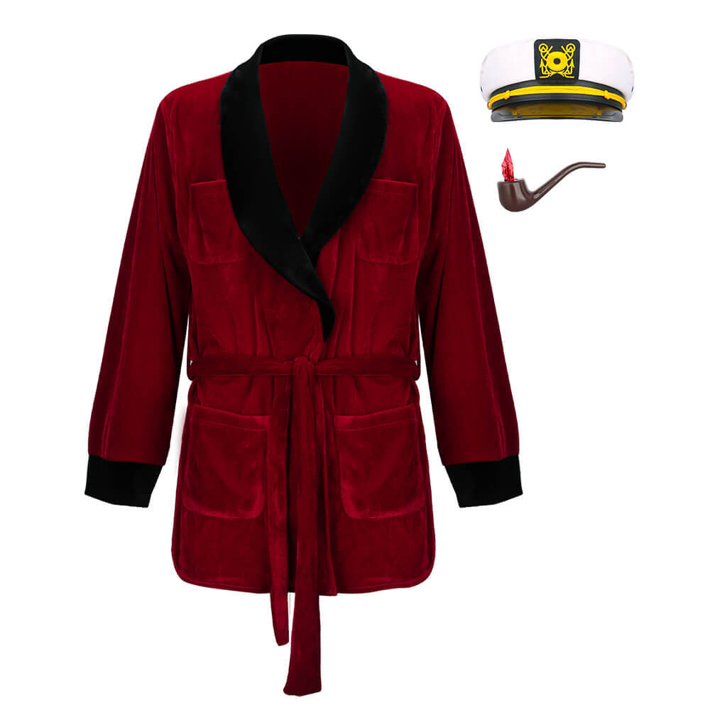 American Playboy Hugh Hefner Costume for Men Smoking Jacket Pajama Dressing Takerlama