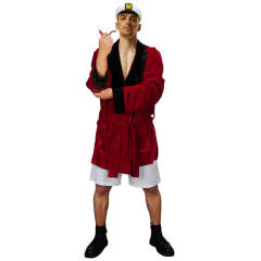 American Playboy Hugh Hefner Costume for Men Smoking Jacket Pajama Dressing Takerlama