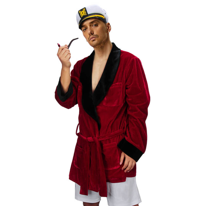 American Playboy Hugh Hefner Costume for Men Smoking Jacket Pajama Dressing Takerlama