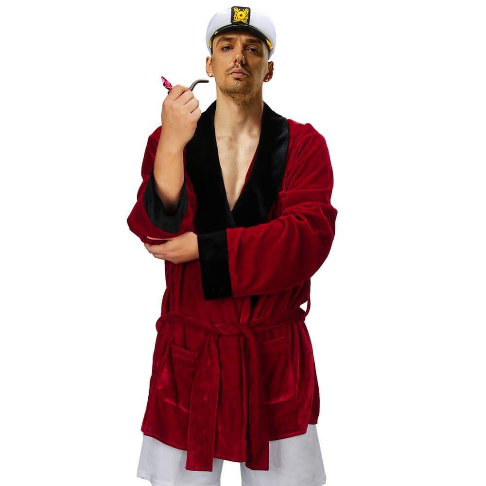 American Playboy Hugh Hefner Costume for Men Smoking Jacket Pajama Dressing Takerlama
