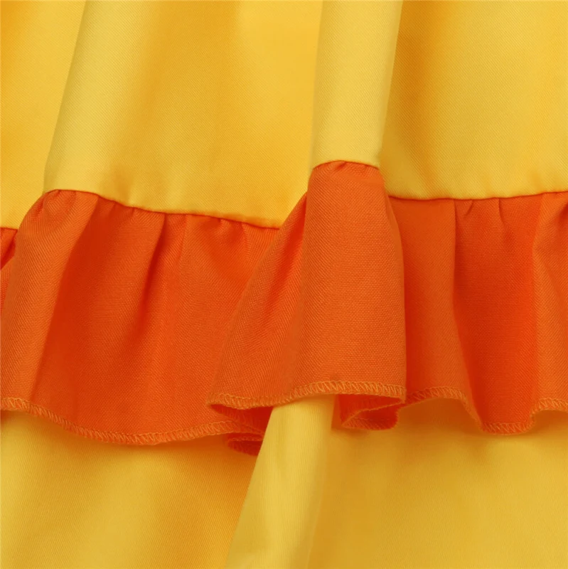 Kids Princess Daisy Cosplay Costume Super Mario Bros Yellow Dress