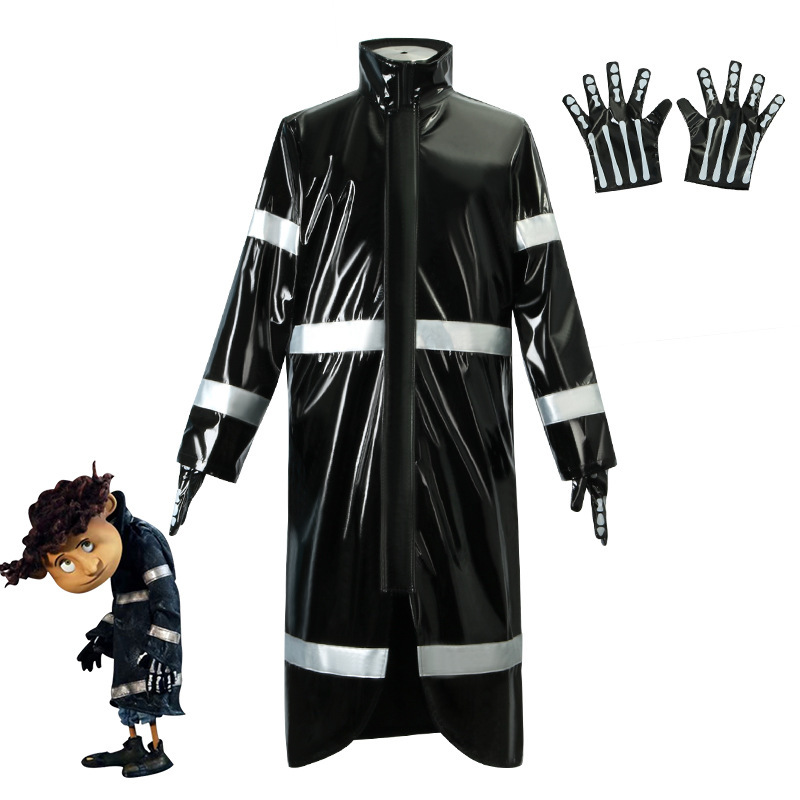 Coraline Wyborn Lovat Halloween Costume Men Black Raincoat Gloves In Stock Takerlama