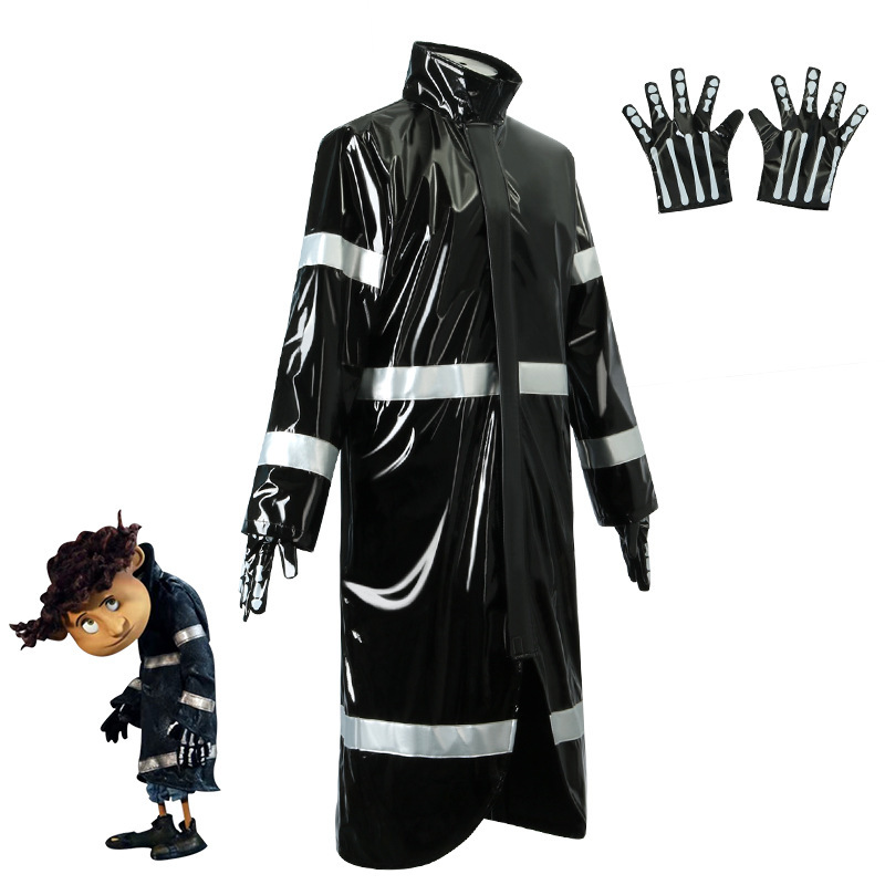 Coraline Wyborn Lovat Halloween Costume Men Black Raincoat Gloves In Stock Takerlama