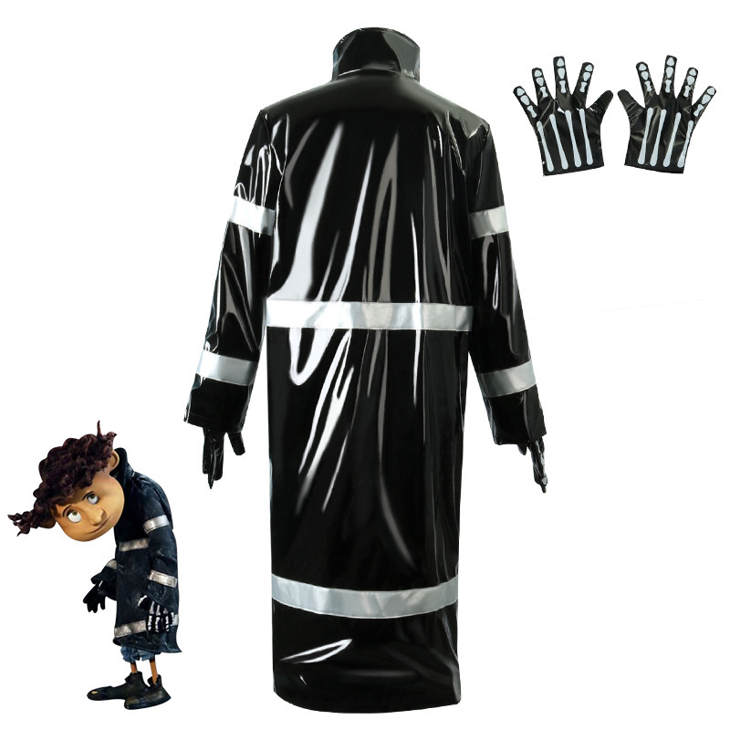 Coraline Wyborn Lovat Halloween Costume Men Black Raincoat Gloves In Stock Takerlama