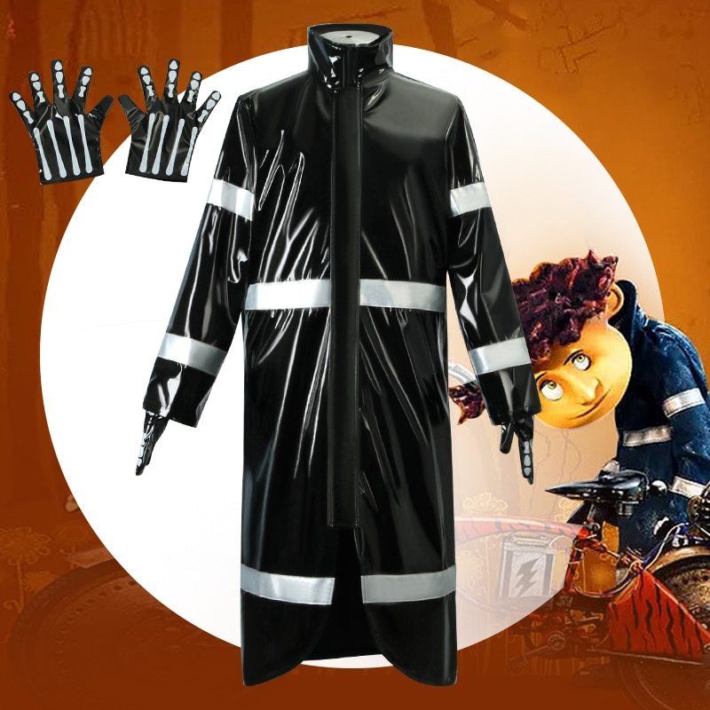 Coraline Wyborn Lovat Halloween Costume Men Black Raincoat Gloves In Stock Takerlama