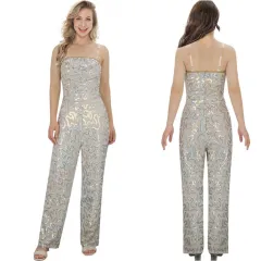 Margot Robbie Disco Costume Movie Doll Silver Jumpsuit Women In Stock Takerlama