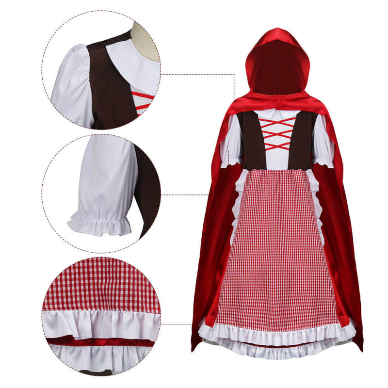 Realistic Girls Red Riding Hood Costume Halloween Party Outfits