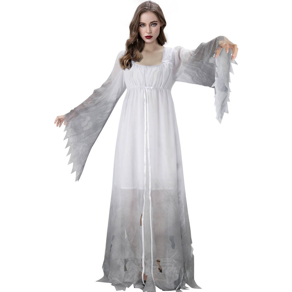 Gothic Victorian White Fancy Dress Women Gossamer Ghost Halloween Costume