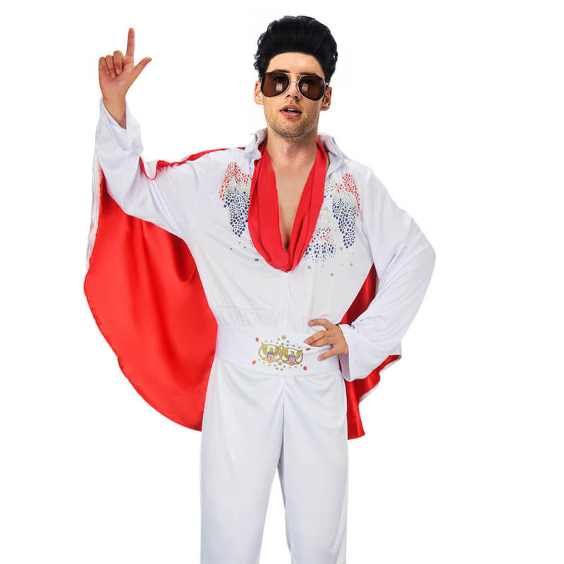 King of Rock and Roll Elvis Aaron Presley White Jumpsuit Costume